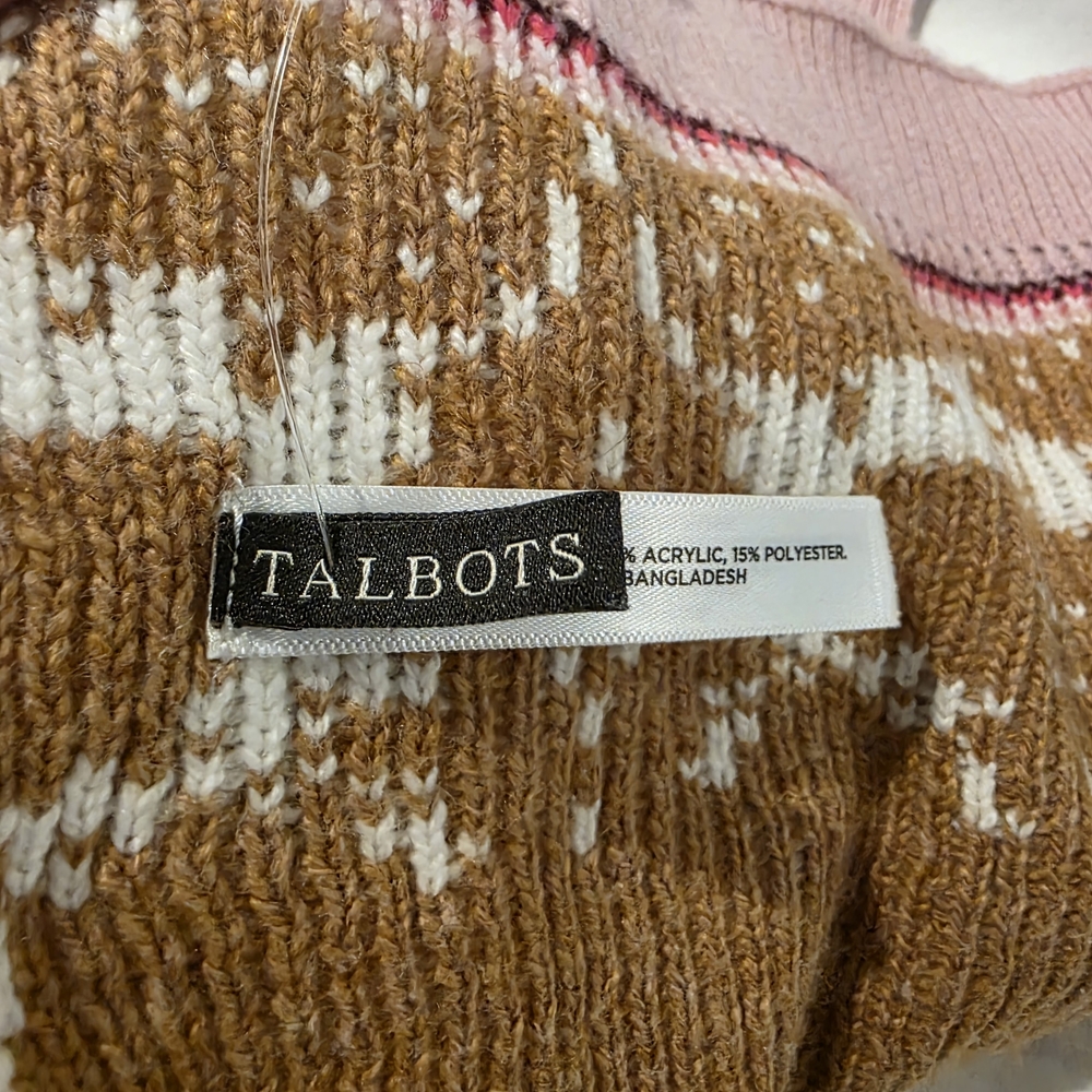 Talbots Pink and Cream Reindeer Scarf - Picture 5 of 8